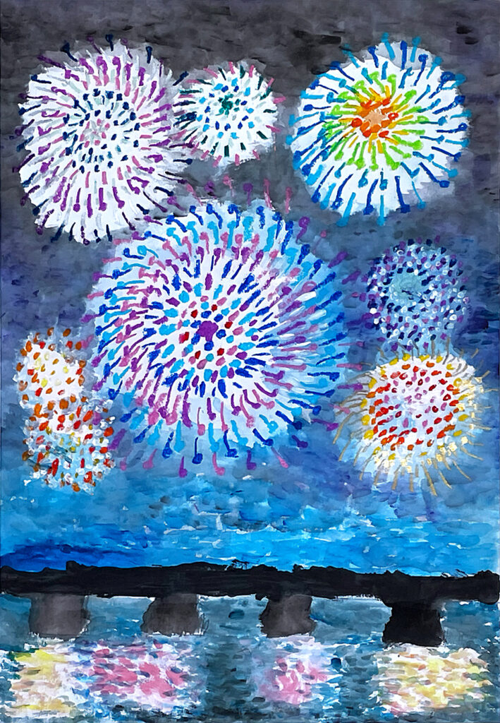 銅賞「はなび　どどん」裏館小 　1年 　石村　支歳